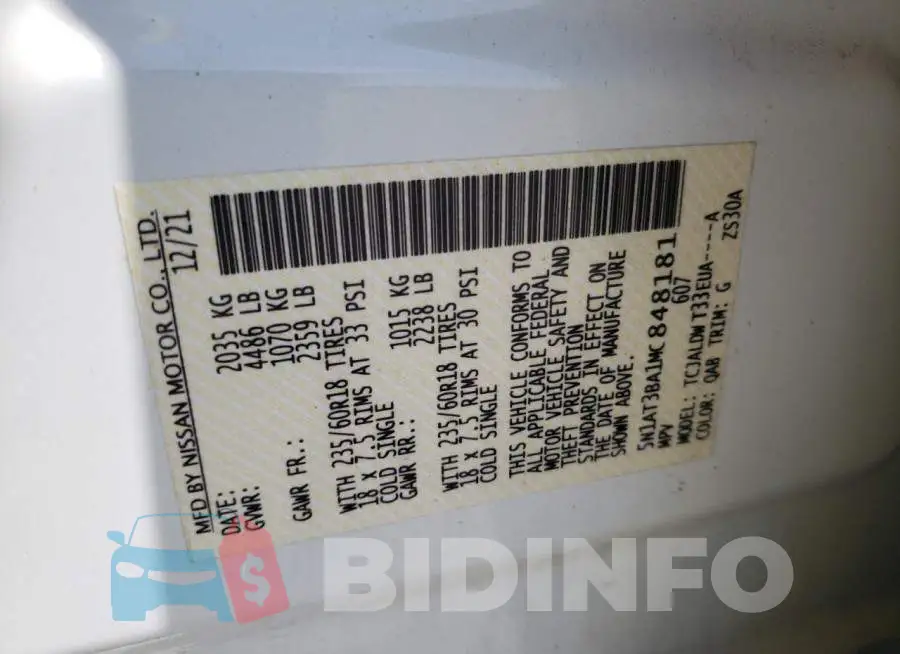 5N1AT3BA1MC848181 Photo# 10