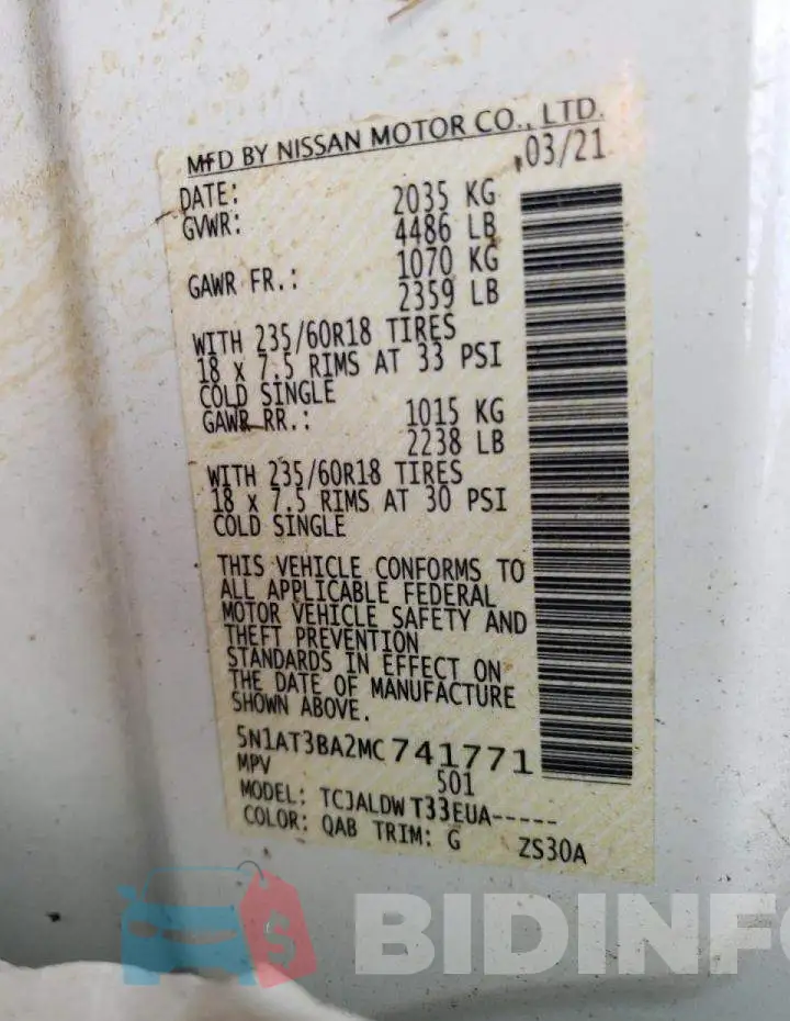 5N1AT3BA2MC741771 Photo# 10
