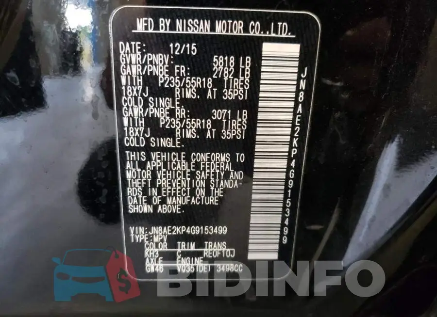 JN8AE2KP4G9153499 Photo# 10