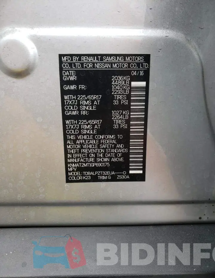 KNMAT2MT1GP690175 Photo# 10