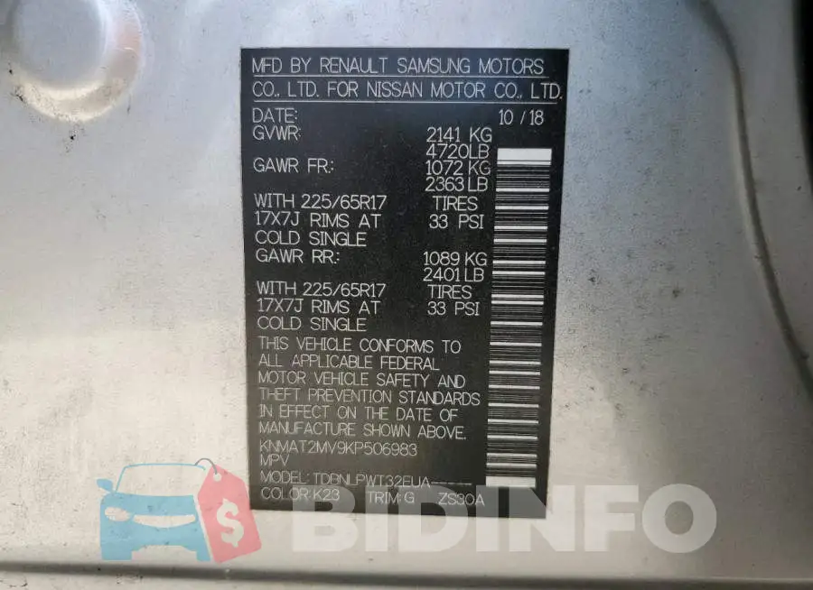 KNMAT2MV9KP506983 Photo# 10