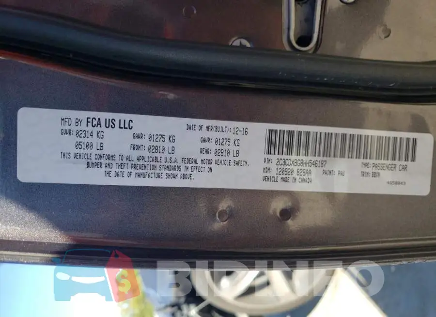 2C3CDXBG8HH546187 Photo# 10