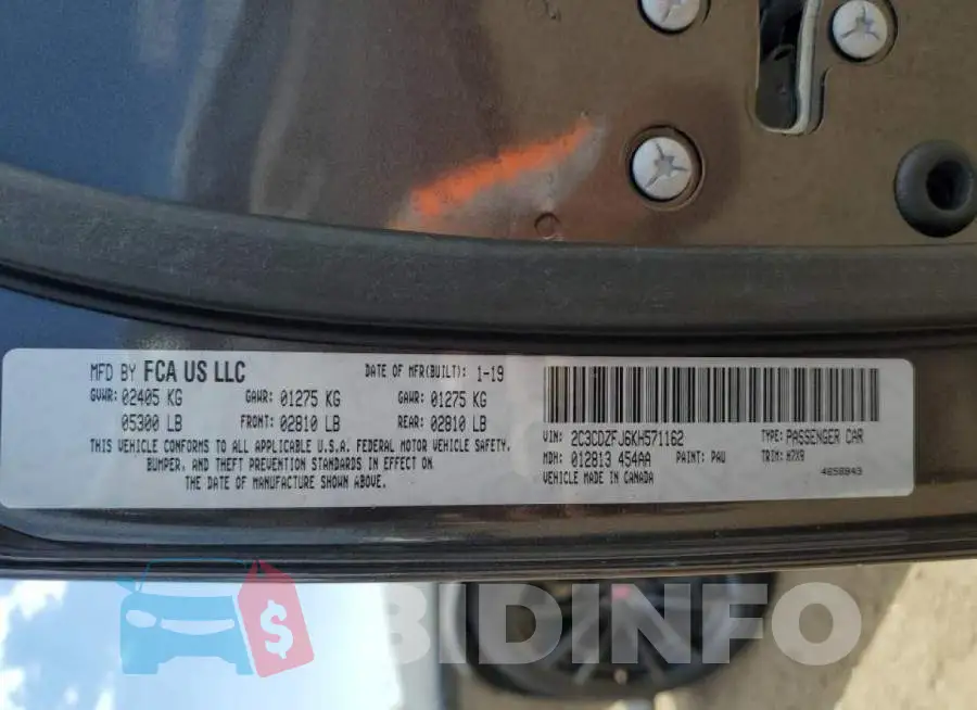 2C3CDZFJ6KH571162 Photo# 10