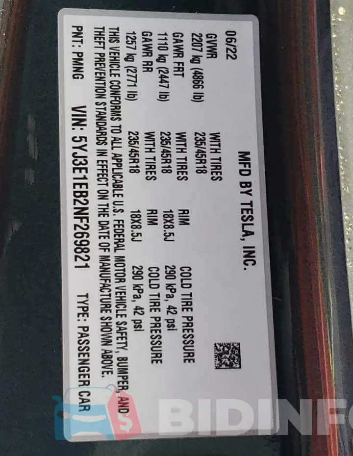 5YJ3E1EB2NF269821 Photo# 10