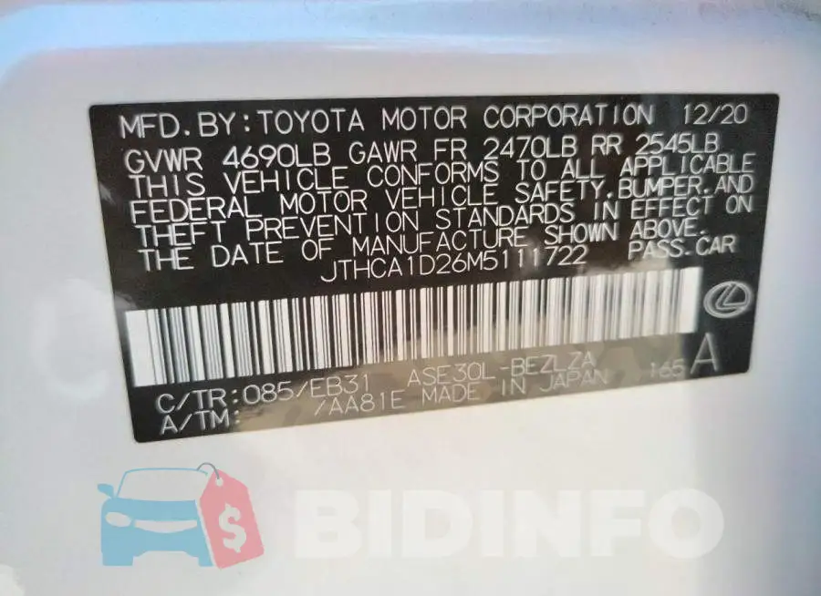 JTHCA1D26M5111722 Photo# 10