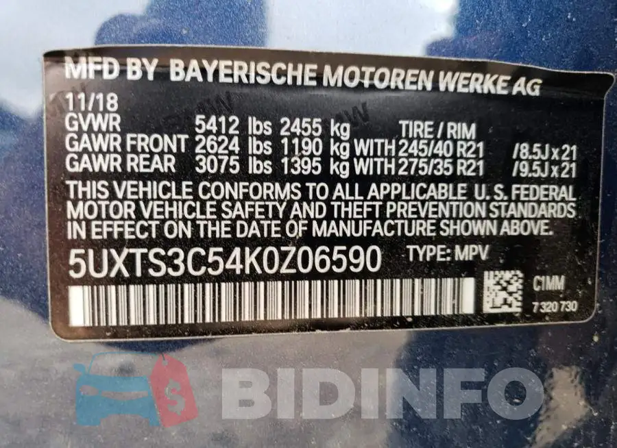 5UXTS3C54K0Z06590 Photo# 10