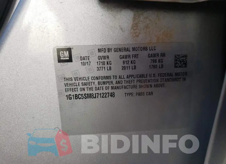 1G1BC5SM8J7122748 Photo# 10