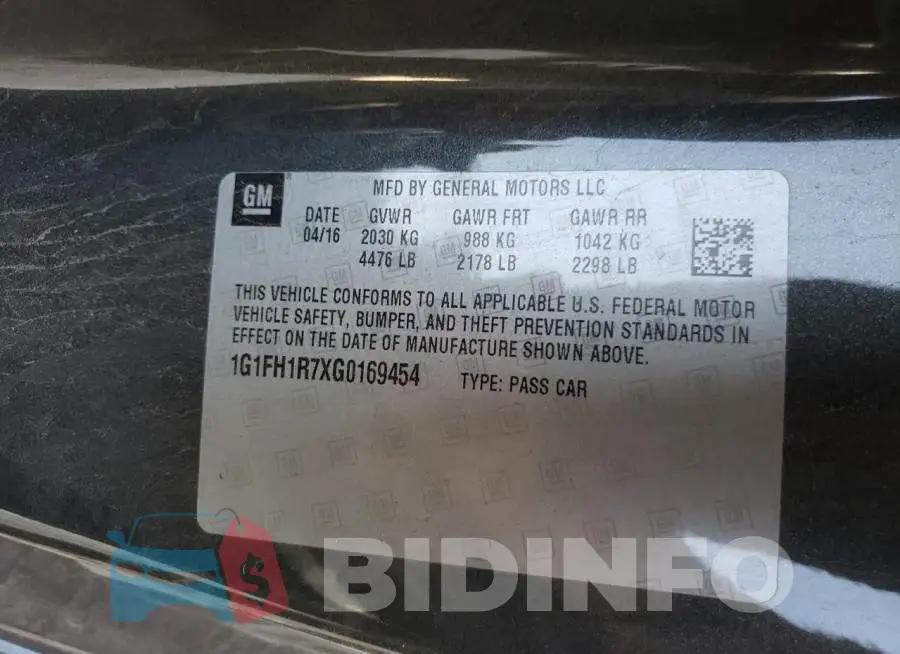 1G1FH1R7XG0169454 Photo# 10
