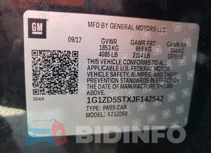 1G1ZD5STXJF142542 Photo# 10
