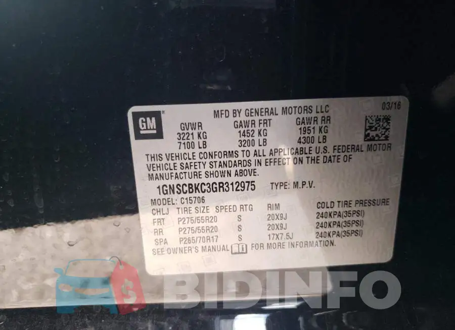 1GNSCBKC3GR312975 Photo# 10