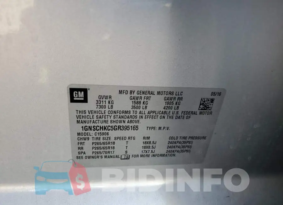 1GNSCHKC5GR395165 Photo# 10