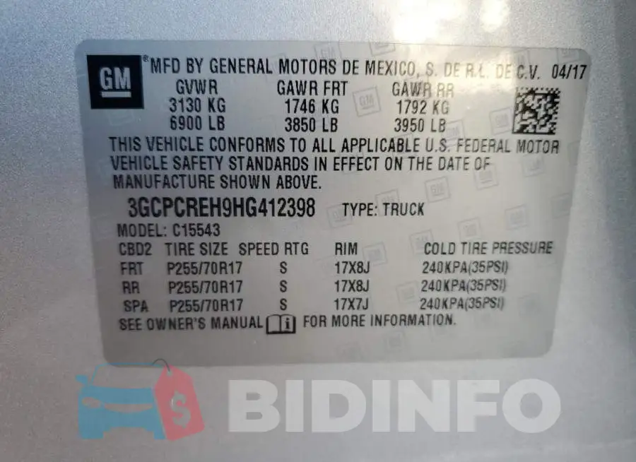 3GCPCREH9HG412398 Photo# 10