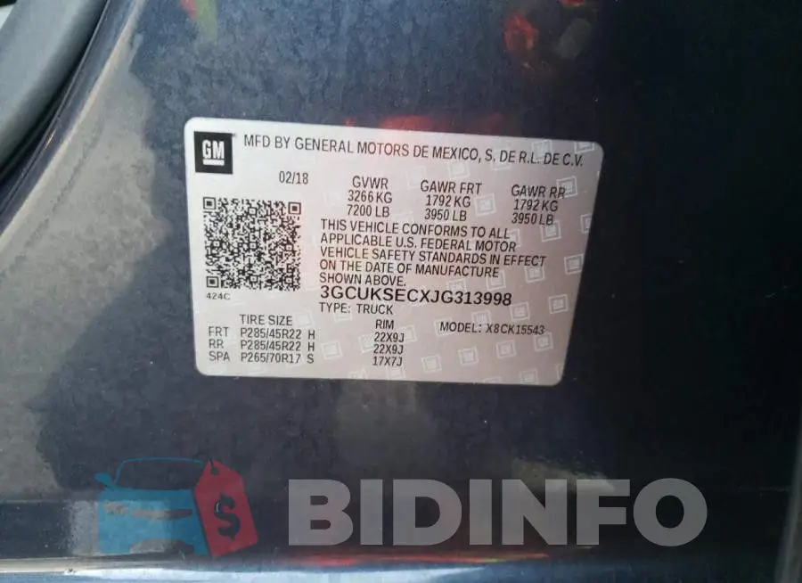 3GCUKSECXJG313998 Photo# 10