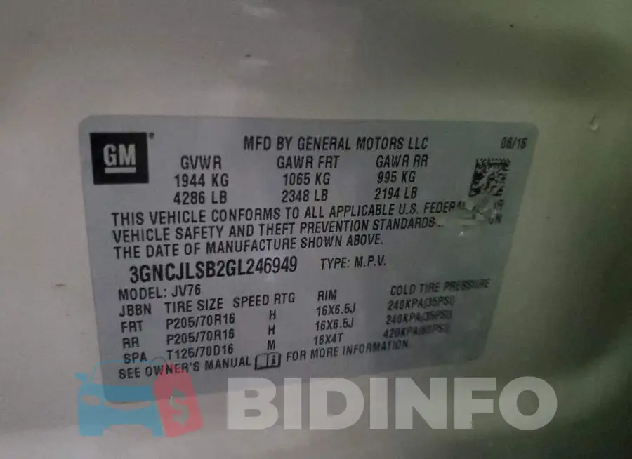 3GNCJLSB2GL246949 Photo# 10