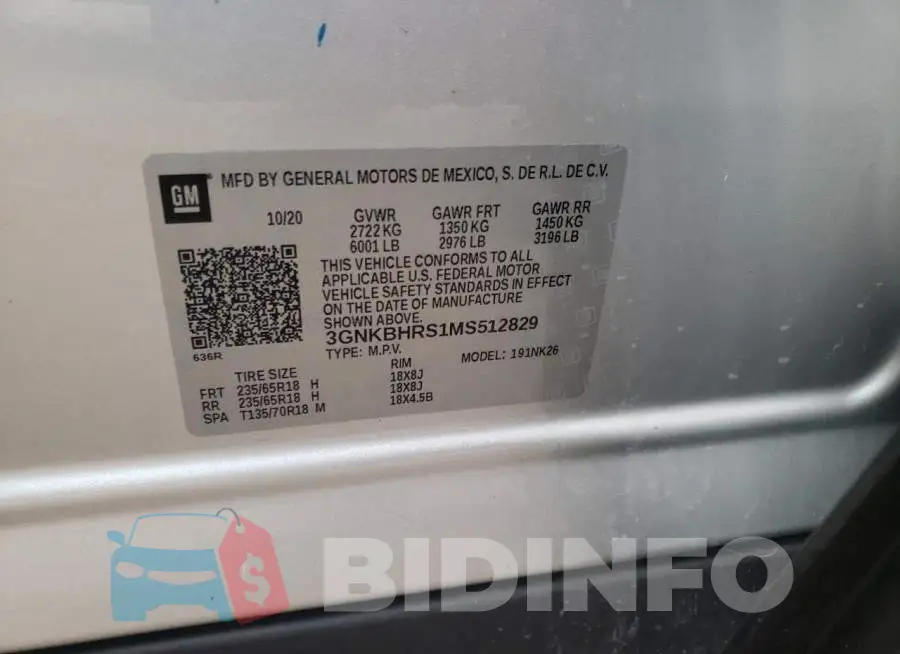3GNKBHRS1MS512829 Photo# 10