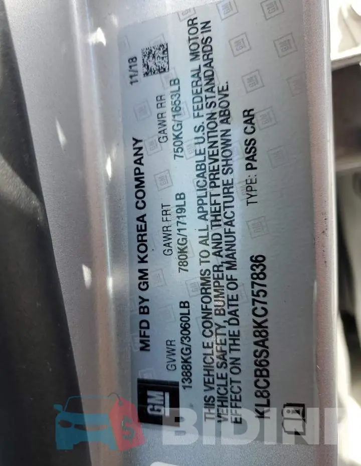 KL8CB6SA8KC757836 Photo# 10