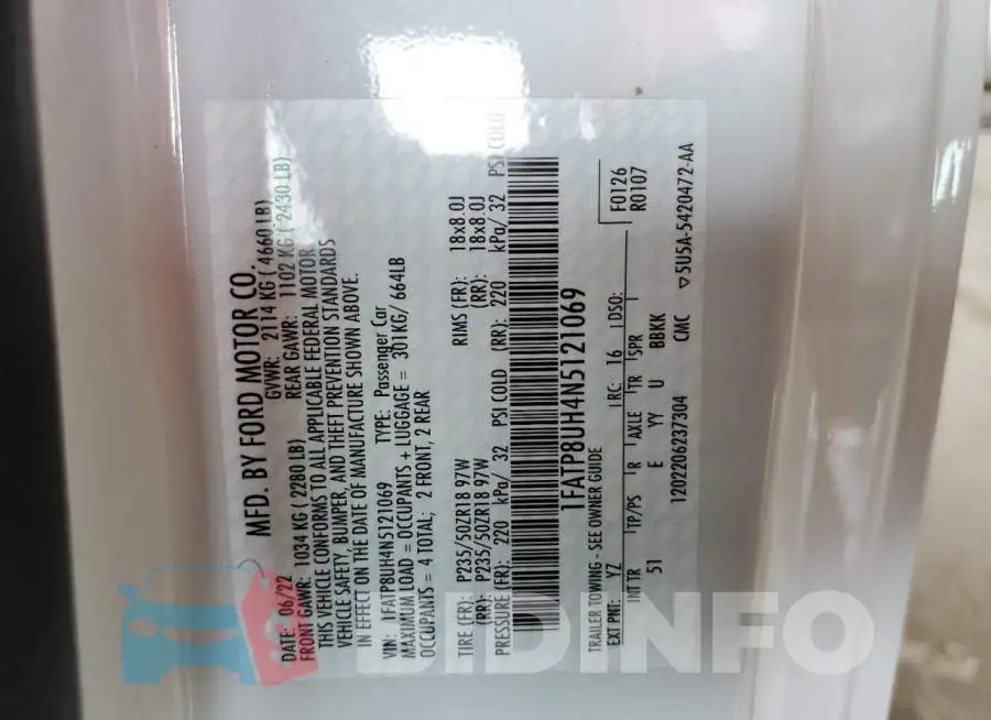 1FATP8UH4N5121069 Photo# 13