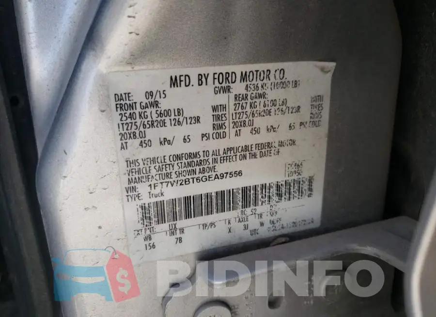 1FT7W2BT6GEA97556 Photo# 10