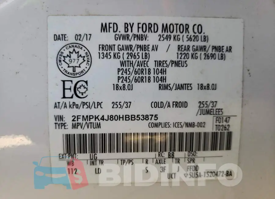 2FMPK4J80HBB53875 Photo# 10