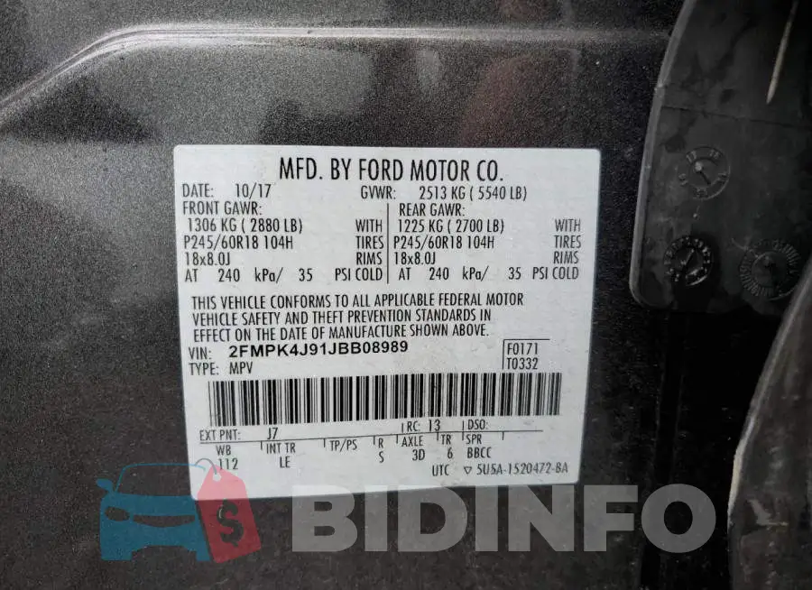 2FMPK4J91JBB08989 Photo# 10