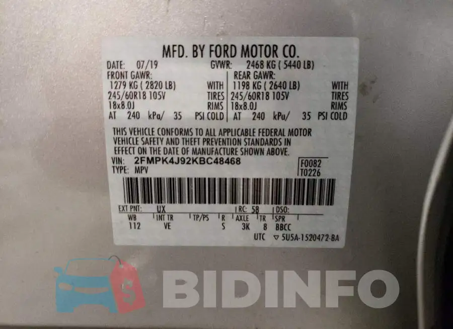 2FMPK4J92KBC48468 Photo# 10