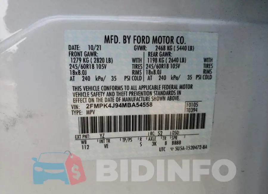 2FMPK4J94MBA54558 Photo# 10