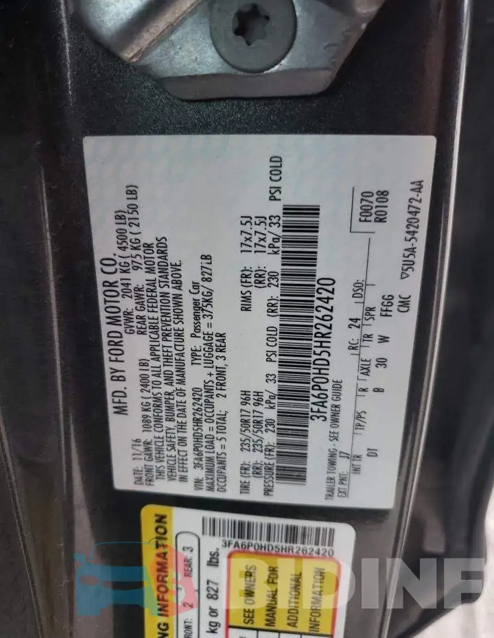 3FA6P0HD5HR262420 Photo# 10