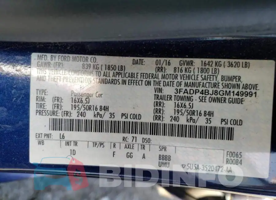 3FADP4BJ8GM149991 Photo# 10