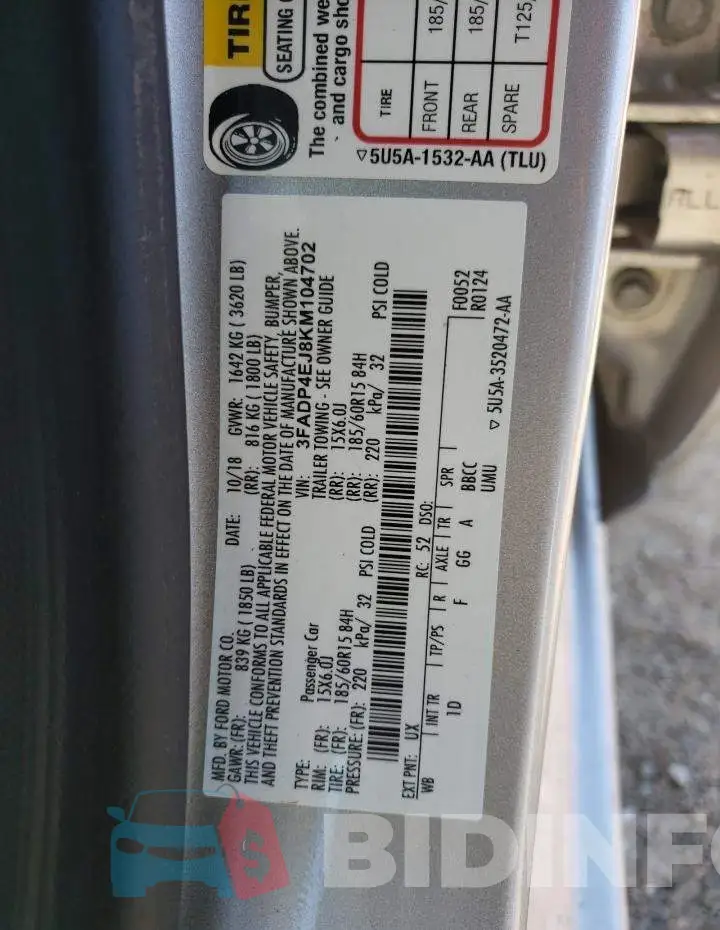 3FADP4EJ8KM104702 Photo# 10