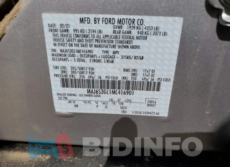 MAJ6S3GL1MC416901 Photo# 10