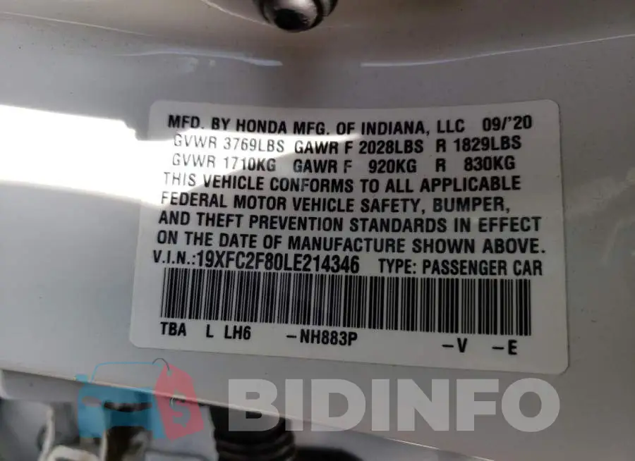 19XFC2F80LE214346 Photo# 10