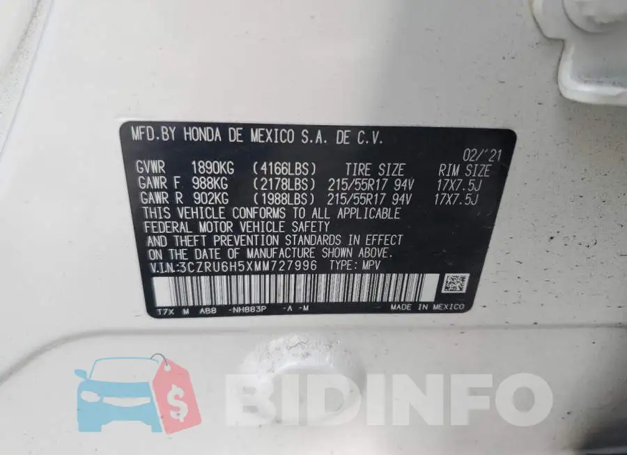 3CZRU6H5XMM727996 Photo# 10