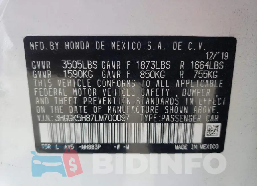 3HGGK5H87LM700097 Photo# 10
