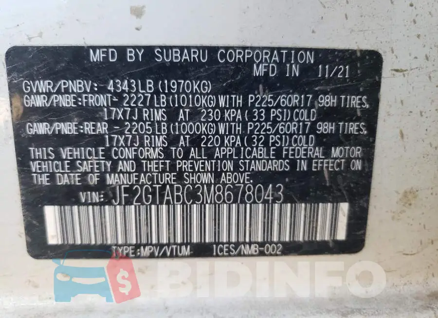 JF2GTABC3M8678043 Photo# 10