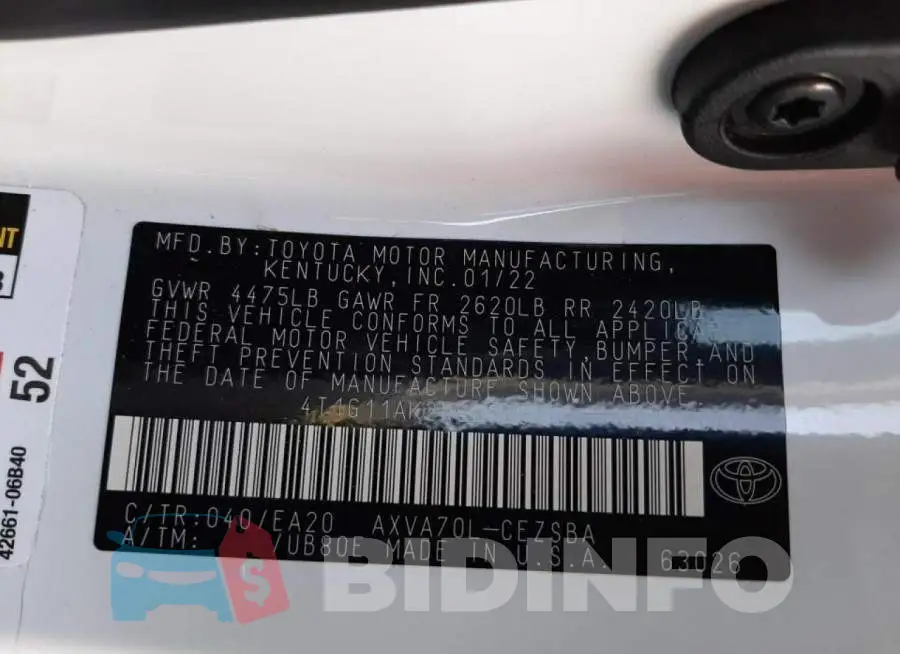 4T1G11AK2NU662546 Photo# 10