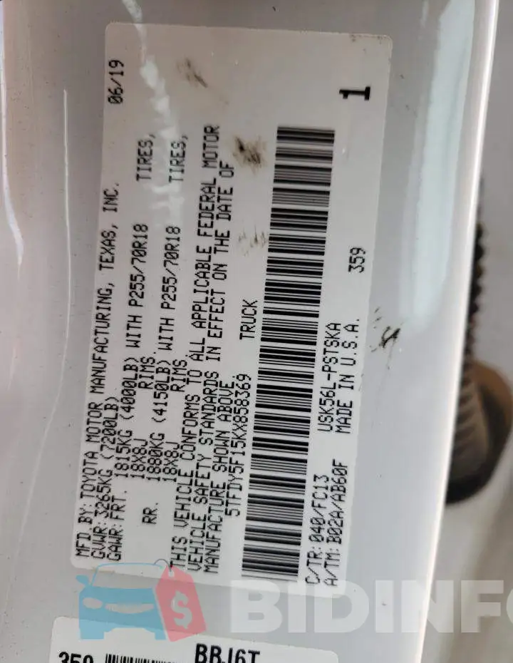 5TFDY5F15KX858369 Photo# 10