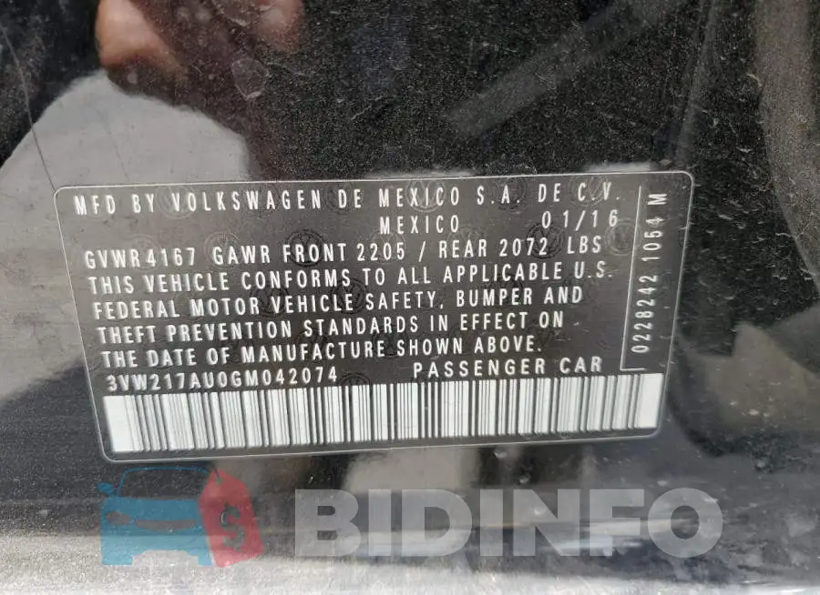 3VW217AU0GM042074 Photo# 10