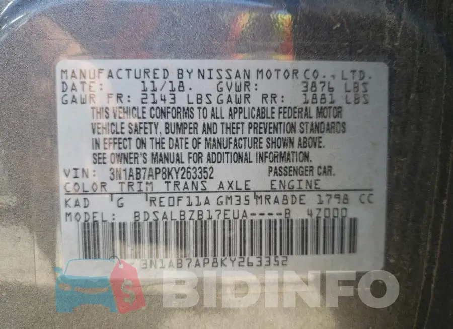 3N1AB7AP8KY263352 Photo# 10