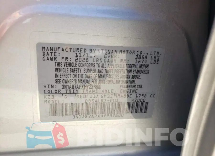 3N1AB7APXHY237800 Photo# 10