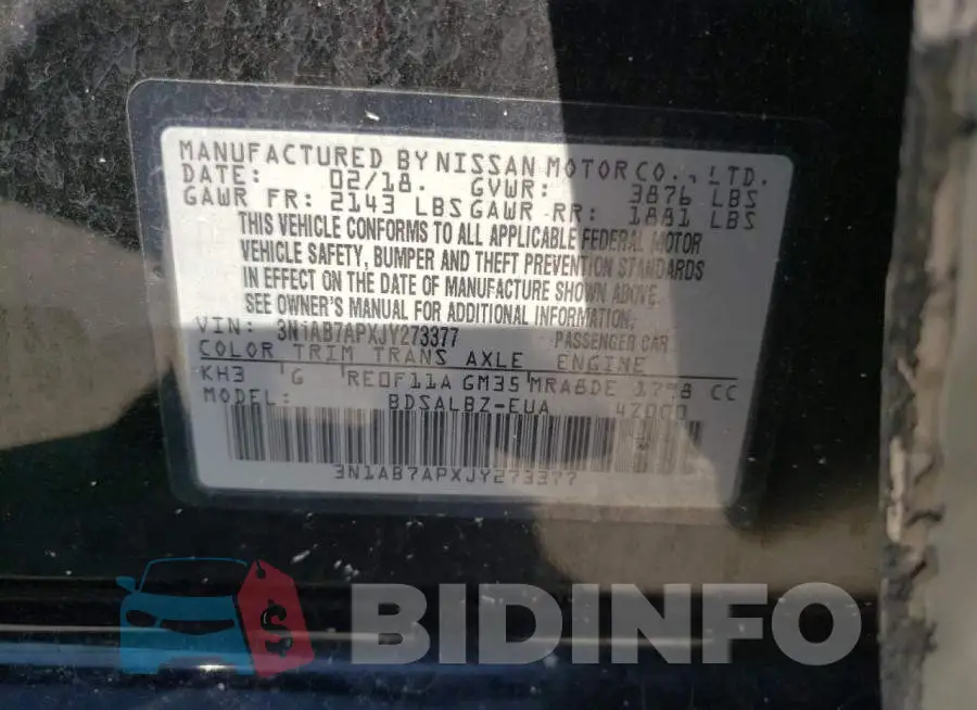 3N1AB7APXJY273377 Photo# 10