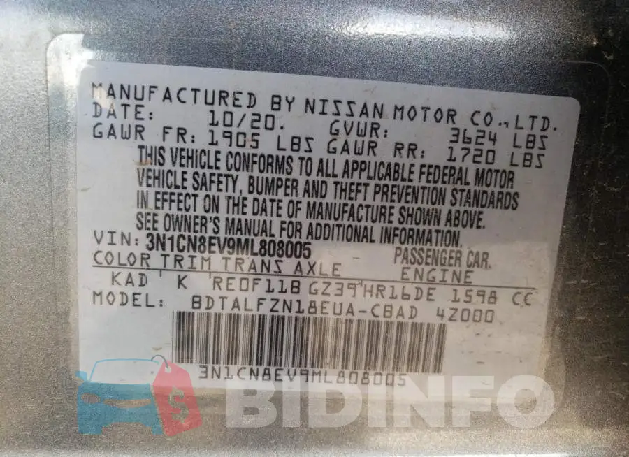 3N1CN8EV9ML808005 Photo# 10