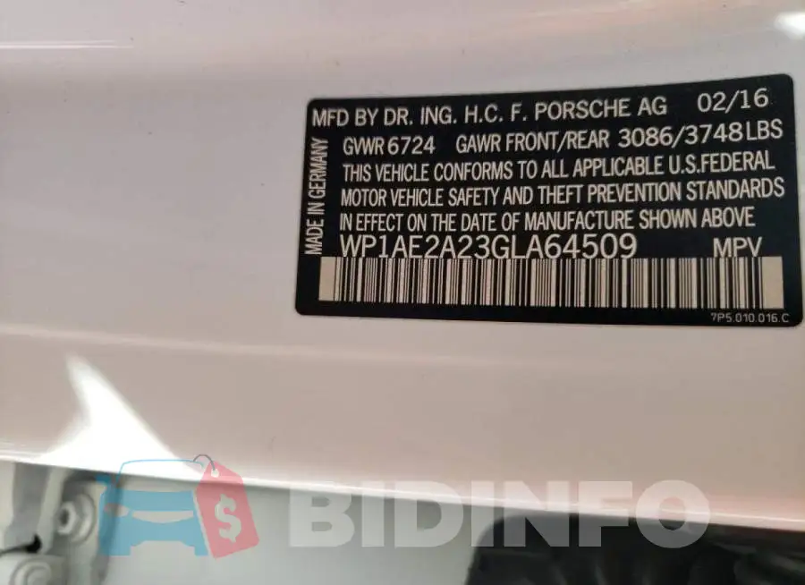 WP1AE2A23GLA64509 Photo# 10