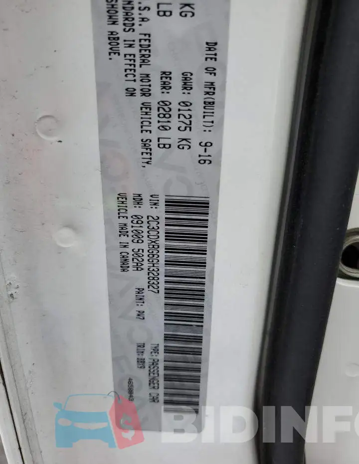 2C3CDXBG6GH328327 Photo# 10