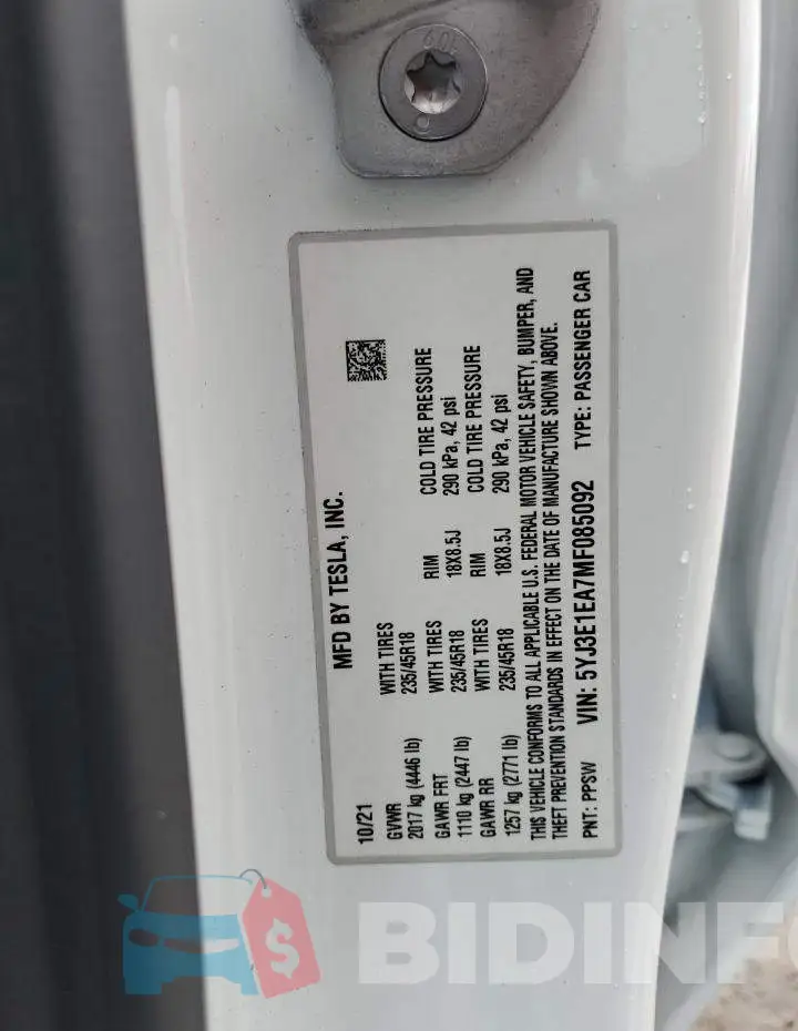 5YJ3E1EA7MF085092 Photo# 10