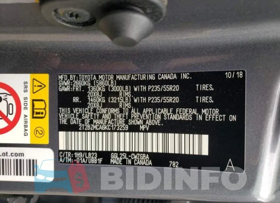 2T2BZMCA6KC173259 Photo# 10