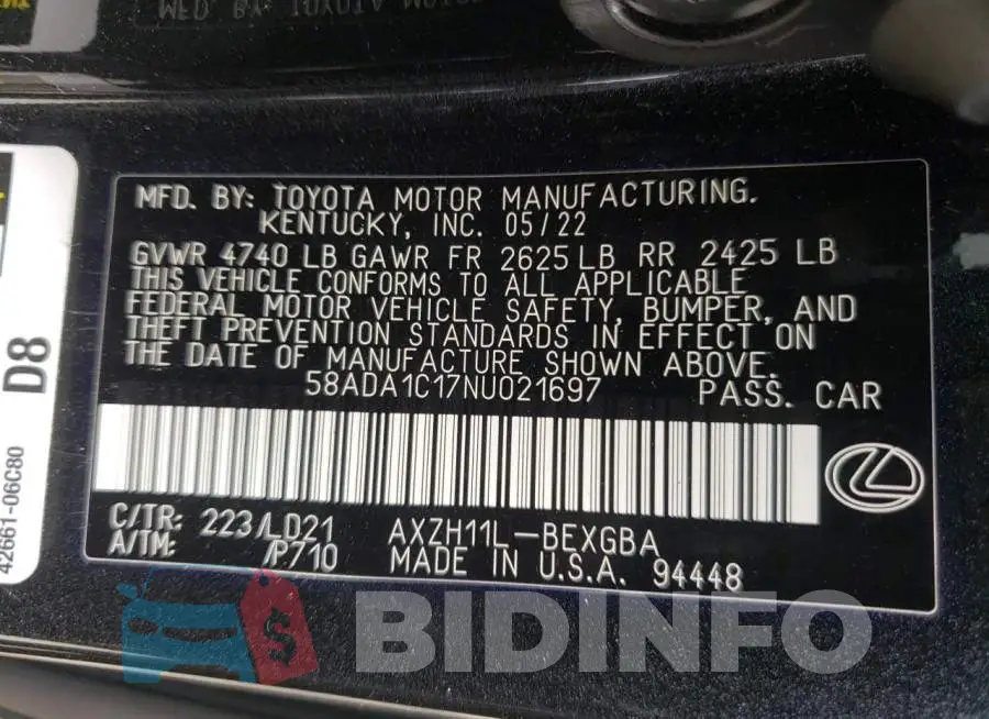 58ADA1C17NU021697 Photo# 10