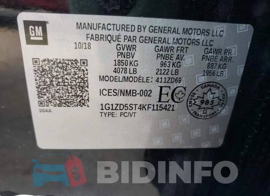 1G1ZD5ST4KF115421 Photo# 10