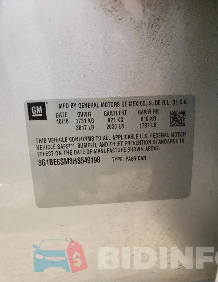 3G1BE6SM3HS549198 Photo# 10