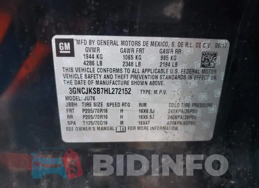 3GNCJKSB7HL272152 Photo# 10