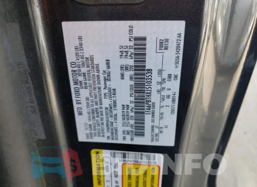 1FA6P8THXJ5103538 Photo# 10